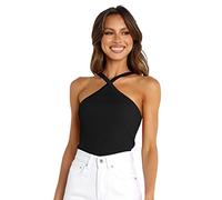BKEPDY Camiseta Tirantes Mujer Cuello Halter Tank Top Camisola Verano sin Mangas Blusa Elegante Ropa Deportiva Tops Acanalados Diseño Cruzado Estilo Moderno