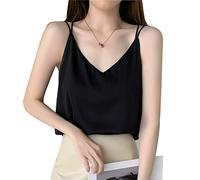 BKEPDY Camiseta Tirantes Mujer Satén Camisa Sin Mangas Verano con Cuello en V Tank Tops Camisole Blusa Shirt Casuales Blusa de Seda