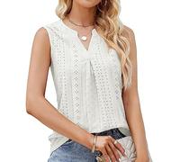 BKEPDY Camiseta Tirantes Mujer Tank Top Camisola Verano Blusa Cuello V Bordado sin Mangas Ropa Casual Tops Elegante Algodón Camisetas Deporte