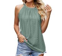 BKEPDY Camiseta sin Mangas para Mujer, Moda Tank Camiseta Sexy Ajustada de Informal Cuello Halter, Playa Verano Camisetas Blusa Top(Verde L)