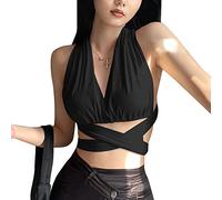 BKEPDY Camiseta Tirantes Mujer Tank Top Camisola Verano Cuello Halter Diseño Cruzado sin Mangas Blusa Elegante Tops Ropa Deportiva Casual