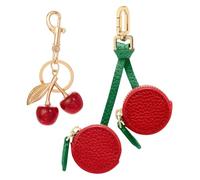 BKEPDY Cereza Llavero Retractil Extensible con Clip Porta Llaves Colgante Tarjetero para Trabajo Oficina Escuela Accesorios(Rojo)