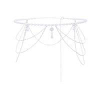 BKEPDY Cinturón Cadena Plata Oro Para Mujeres Como Cintura Cintura Moda Con Perlas Sol Luna Estrellas Diseño Metal Revestido Sin Deslustre De Moda Para Tallas Grandes (Oro)