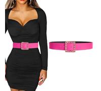 BKEPDY Cinturón de Cuero PU para Mujer Cinturon Moda Hebilla Cuadrada Cinturon Casual Cintura Cinturones Ajustables Para Lady Girls Dreess Jeans