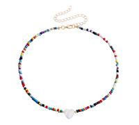 BKEPDY Collares Mujer de Cuentas de Colores Estilo Bohemio Gargantillas Mujer de Bolitas para Verano estilo Hippies Aesthetic Boho Collar Hippie Mujer Collares Aesthetic