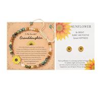 BKEPDY Conjunto de Joyas para Mujer Girasol Pulsera Bohemia de Cuentas 4 mm Pulseras Ajustable y Pendientes a Juego para Uso Diario (Enkelin)