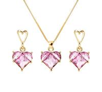 BKEPDY Conjunto Joyas Corazón Cristal Colgante Collar Pendientes Mujer Juego Bisutería Elegante Adorno Femenino
