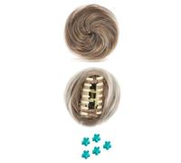 BKEPDY Extensiones Pelo Natural Moño Postizo con Clip Coleta Postiza Cabello Humano Flequillo Postizo Incluye 5 Pinzas para el Cabello(Marrón claro)