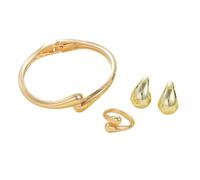 BKEPDY Gota de Agua conjuntos Joyas para Mujer y NiñAs Exquisito Juego En Forma LáGrima incluye Un Anillo Pulsera Pendiente Fiesta CumpleañOs Boda DíA San ValentíN Regalos（Oro）
