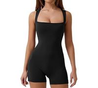 BKEPDY Mono Corto Mujer Tirantes Cuadrados Jumpsuit Elegante Monos Deportivo Enterizo Ajustado Fitness Conjunto Verano Playa Yoga Monos Cortos