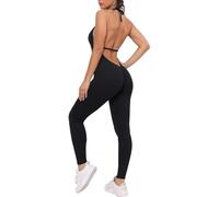 BKEPDY Mono Mujer Cuello en V Sexy sin Manga Largo Deportiva Jumpsuit Una Pieza sin Espalda para Yoga Gym Fitness