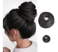 BKEPDY Moños Postizos Donut Extensiones Moño de Pelo Recogido Cabello Sintético Chignon Accesorio para Peinado Coleta Postiza para Mujer Niña Cabello Fino Grueso (Negro)