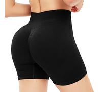 BKEPDY Pantalones Cortos de Deporte para Muje Mallas Cortas Leggings Sin Costuras de Alta Cintura Pantalon Corto Boxer Shorts Elástica Push Up Deporte para Running Fitness Yoga