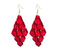 BKEPDY Pendientes Cascada Pétalos Brillantes Colgantes Largos Elegantes Joyería Femenina Bohemia Ligeros Accesorios Decorativos