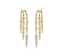 BKEPDY Pendientes Mujer Chapada en Oro de 18K Pendientes Aro con Cadena con Zirconia Cúbica Resistente al Agua Hipoalergenicos Minimalista Moda Joyas para Mujer (Oro 3)