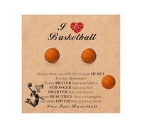 BKEPDY Pendientes Mujer Pendientes Motivos de Fútbol Baloncesto y Béisbol Deportivos con Tarjeta Hipoalergénicos Regalos Joyas Joyeria Amantes del Deporte (Baloncesto)