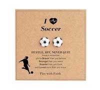 BKEPDY Pendientes Mujer Pendientes Motivos de Fútbol Rugby y Béisbol Deportivos con Tarjeta Regalos Hipoalergénicos Joyas Joyeria Amantes del Deporte (Fútbol)