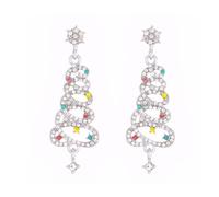 BKEPDY Pendientes Mujer Plata con Cristales Coloridos Diseño Exclusivo de Árbol de Navidad Perfectos para Fiestas y Eventos
