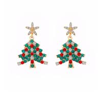 BKEPDY Pendientes Mujer Plata con Cristales Coloridos Diseño Exclusivo de Árbol de Navidad Perfectos para Fiestas y Eventos