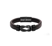 BKEPDY Pulsera Hombre de Cuero Trenzado Grabado Significativo Joyería Regalos para Papá Dia del Padre(Negro #1)
