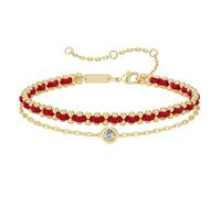 BKEPDY Pulseras Mujer Oro Cadena Doble con Cristal Pulsera Elegante Joyas de Mujer Brazalete Ajustable Cobre Accesorios Finos para Mujeres y Chicas