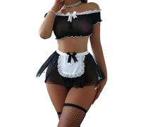 BKEPDY Sexy Maid Cosplay Mujer Conjuntos De Lencería Criada Disfraz Eróticos Babydoll Disfraces Sexys Mujer Vestido Sexy Conjunto De Lencería Elegante Erótico Atrevido