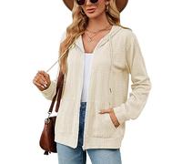 BKEPDY Sudadera con Capucha para Mujer Jersey Sweatshirt Talla Grande Suéter Cardigan Manga Larga Otoño Invierno Hoodie Tejido de Punto Tops Pullover (Rosa XL)