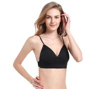 BKEPDY Sujetador para Mujer sin Espalda Sexy de V Profunda Sujetador Sin Aros Push-up con Tirantes con Regulable Tirantes Bra para Vestido y Boda (Negro L (36/80ABC))