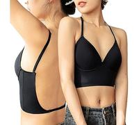 BKEPDY Sujetadores Espalda Descubierta Bralette Triangular Sujetador Invisible Push up Brasier Mujer de Corte Bajo Halter con Tiras Multiusos