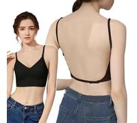 BKEPDY Sujetadores Mujer sin Aros Push up Triangular Forma V Tirantes Ajustables Sujetador sin Costuras Efecto Reductor Brasieres sin Relleno Cómodo Transpirable Soporte Diario