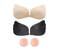 BKEPDY Tapa Pezones Mujer Pezoneras Adhesivas Invisibles Sujetador Adhesivo sin Tirantes Push up Silicona Reutilizable Cubre Pecho Boob Tape