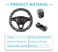 BKEPDY Tres Piezas de Felpa de Leopardo Sin Aro Elástico Volante Cubierta Cubierta del Engranaje Freno de Mano Cubierta de Bajo Perfil Accesorios para el Coche
