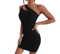 BKEPDY Vestido de un Hombro Mujer Asimétrico Vestidos Fiesta Elegante Bodycon Mini Vestido Corto Ajustado Sexy para Coctel Noche Ceremonia Eventos Especiales