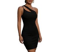 BKEPDY Vestido de un Hombro Mujer Asimétrico Vestidos Fiesta Elegante Bodycon Mini Vestido Corto Ajustado Sexy para Coctel Noche Ceremonia Eventos Especiales