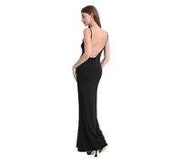BKEPDY Vestido sin Espalda Mujer Tirantes Finos Largo Maxi Elegante Fiesta Coctel Vestidos Verano Ajustado Ceremonia Boda Eventos Formales Vestir Noche Celebración