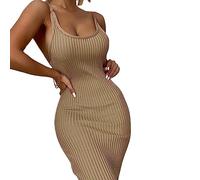 BKEPDY Vestido Tirantes Mujer Verano Acanalado Ajustado Elegante Vestidos de Fiesta Coctel Bodycon Punto Elástico Vestido Casual Elegante Ceremonia Celebración