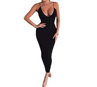 BKEPDY Vestido Tirantes Mujer Verano Asimétrico Bodycon Elegante Vestidos de Fiesta Midi Ajustado Escote V Profundo Vestido Coctel Ceremonia Noche Casual Vestido Verano Fiesta