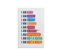 BKGWCSOR Affirmations for Metal Tin Sign I Am Kind Brave and Smart Vintage Wall-Art for Bedroom Playroom Homeschool Decor (8 X 12 inch)