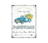 BKGWCSOR Autumn Harvest Retro Tin Sign Pumpkin Patch Decor Metal Wall-Art for Home Kitchen Bakery Shop Cafe Farmhouse 8 X 12 inch