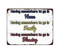 BKGWCSOR Farmhouse Inspirational Sign Metal Tin Sign Having Somewhere to Go Is Home Rustic Wall Decor for Front Living Room Housewarming Gift 8 X 12 inch
