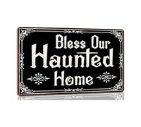 BKGWCSOR Halloween Blessing Metal Tin Sign Retro Haunted Home Decor Vintage Wall-Art for Porch Decor or Living Room 8 X 12 inch