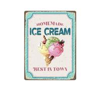 BKGWCSOR Ice Cream Parlor Decor Metal Sign Homemade Best In Town Vintage Tin Sign for Wall Cafe Bakery Farmers Market 8 X 12 inch