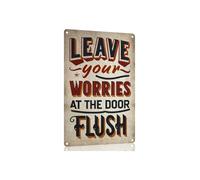 BKGWCSOR Relaxing Bathroom Sign Metal Tin Sign Vintage Humorous Wall-Art Leave Your Worries At The Door 8 X 12 inch
