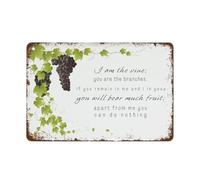 BKGWCSOR Religious Metal Tin Sign I Am The Vine You Are The Branches Vintage Wall-Art for Home Office 8 X 12 Inch
