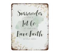 BKGWCSOR Retro Inspirational Sign Vintage Metal Tin Sign Surrender Let Go Have Faith Funny Quote Wall-Art for Home Office Bedroom Decor 8 X 12 inch