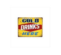 BKGWCSOR Retro Metal Wall-Art Cold Drinks Sign Soda Fountain Style Tin Sign Novelty Decor for Home Bar Garage Diner or Man Cave 8 X 12 in