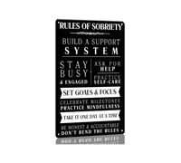 BKGWCSOR Rules Of Sobriety Metal Sign Addiction Recovery Wall-Art Motivational Quote Poster Vintage Rustic Tin Sign Inspiration Decor for Home Office Living Room Bedroom 8 X 12 inch