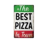 BKGWCSOR Rustic Pizza Shop Sign Metal Tin Plaque The Best Pizza in Town Humorous Wall-Art for Man Cave Garage Outdoor Kitchen Italian Restaurant Decor 8 X 12 inch