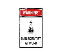 BKGWCSOR Science Decor Metal Tin Sign Vintage Mad Scientist Wall-Art for Study Home Office 8 X 12 inch