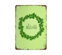 BKGWCSOR Shamrock Wreath Metal Sign St Patricks Day Wall-Art Green Vintage Tin Sign for Home Decor Irish Party Gift for Men Women (8 X 12 inch)
